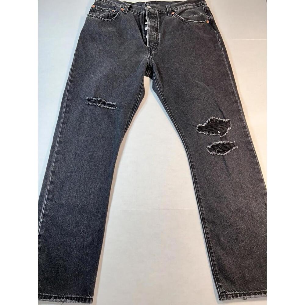 Levi’s 501 Blank Red Tag Rare Distressed Black Jeans 33x30